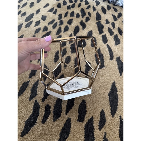 BATH & BODY‎ WORKS GOLDEN DECAGON MARBLE LG 3 WICK CANDLE HOLDER SLEEVE 4318 - Picture 3 of 7
